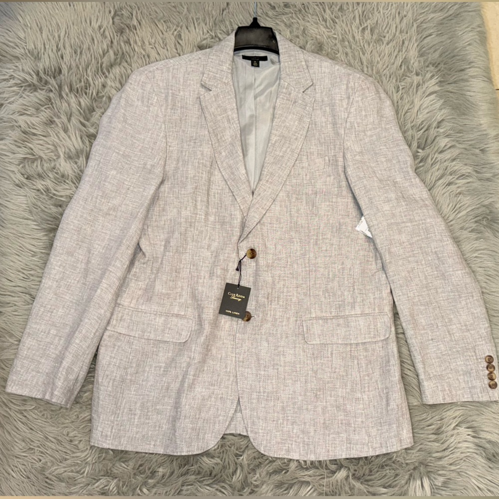 Club Room Mens Gray Linen Suit Separate Two-Button Blazer Jacket XL